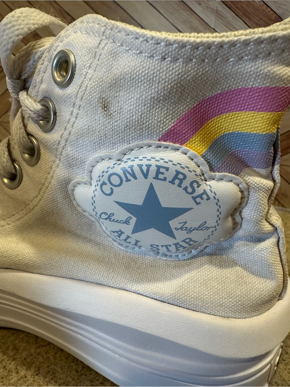 Ladies 7.5 or Youth 5.5 high platform Rainbow Cloud lace up - Picture 7 of 9